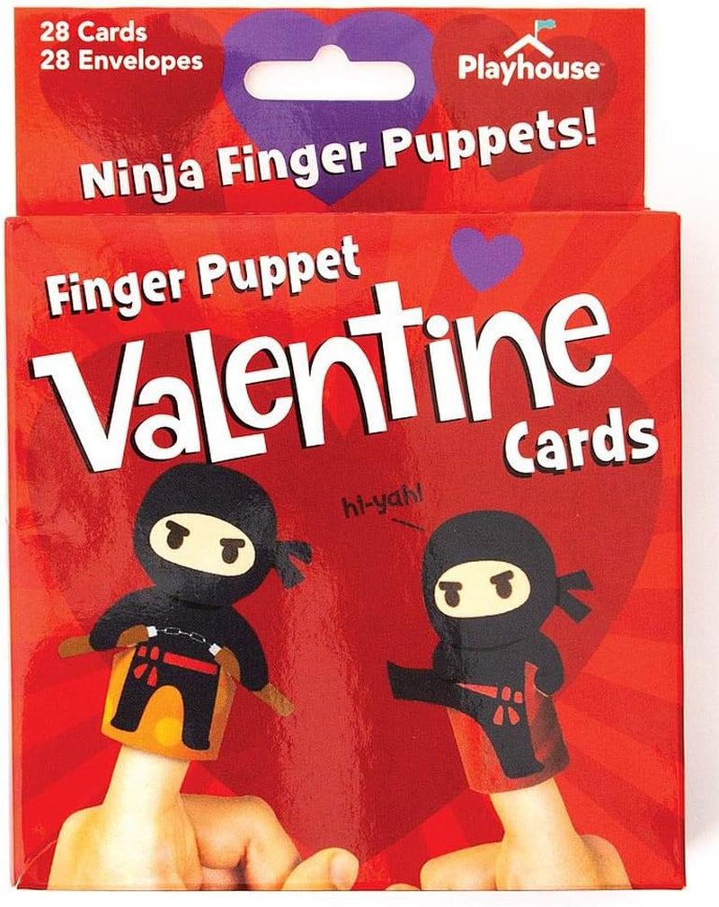 Super Ninja Finger Puppets 28 Card Valentine Exchange Box for Kids